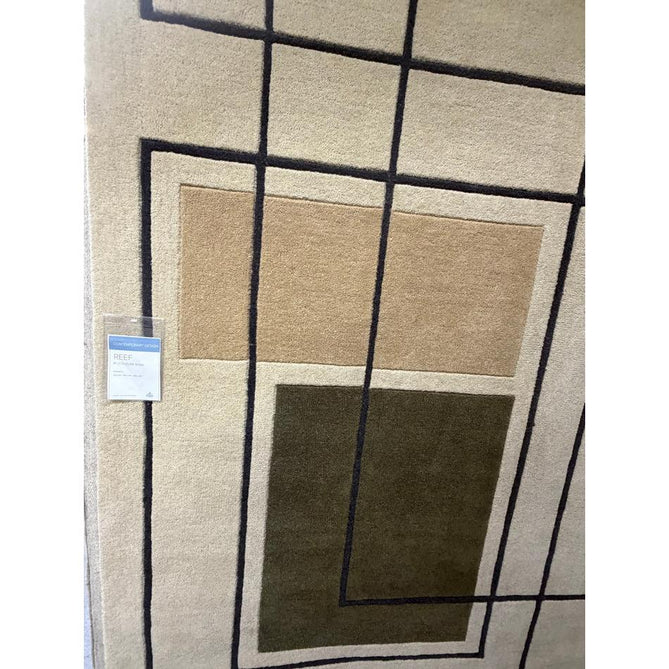 Reef RF21 Outline Modern Geometric Hand-Woven Wool Beige/Khaki/Charcoal Rug