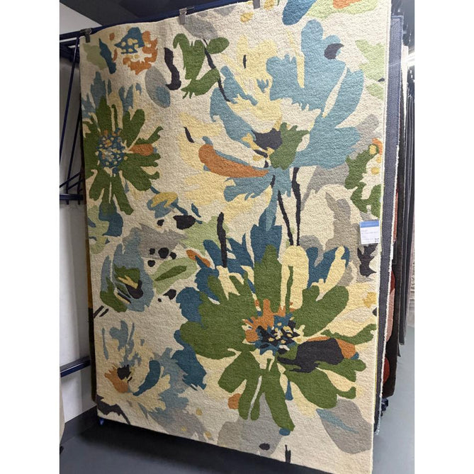 Reef RF11 Floral Modern Floral Abstract Hand-Woven Wool Green/Cream/Yellow/Blue/Multicolour Rug