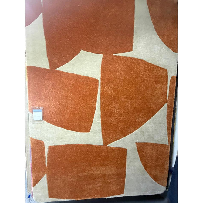 Romy 05 Kite Modern Irregular Geometric Shapes Hand-Woven Soft Wool-Feel Eco Fibre Rust Orange/Cream Rug