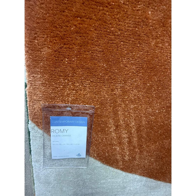 Romy 05 Kite Modern Irregular Geometric Shapes Hand-Woven Soft Wool-Feel Eco Fibre Rust Orange/Cream Rug