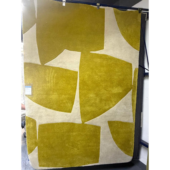 Romy 06 Kite Modern Irregular Geometric Shapes Hand-Woven Soft Wool-Feel Eco Fibre Chartreuse Yellow/Cream Rug