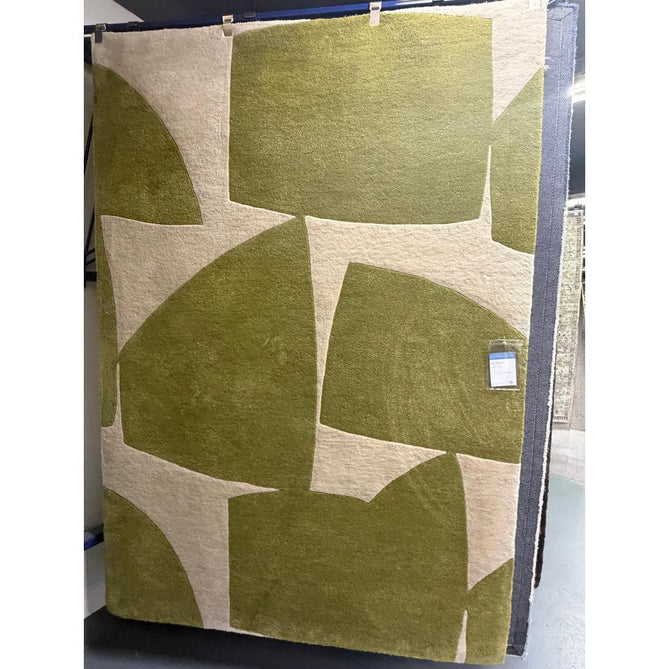 Romy 04 Kite Modern Irregular Geometric Shapes Hand-Woven Soft Wool-Feel Eco Fibre Sage Green/Cream Rug