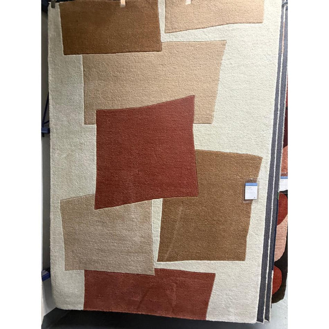Romy 13 Papercut Modern Overlapping Rectangles Hand-Woven Soft Wool-Feel Eco Fibre Rust Red/Beige/Ivory Rug