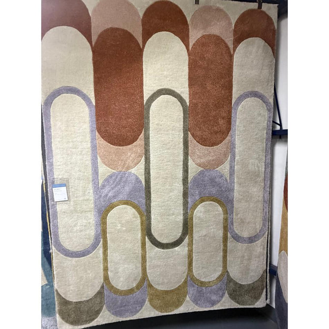 Romy 09 Module Modern Layered Oval Arches Hand-Woven Soft Wool-Feel Eco Fibre Pastel Multicolour Rug