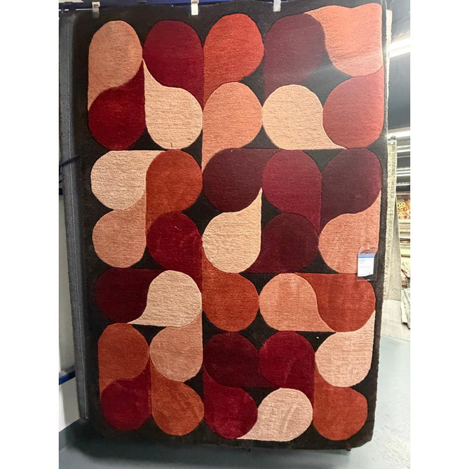 Romy 14 Jive Modern Layered Teardrop Hand-Woven Soft Wool-Feel Eco Fibre Rust Red/Deep Burgundy/Terracotta Rug
