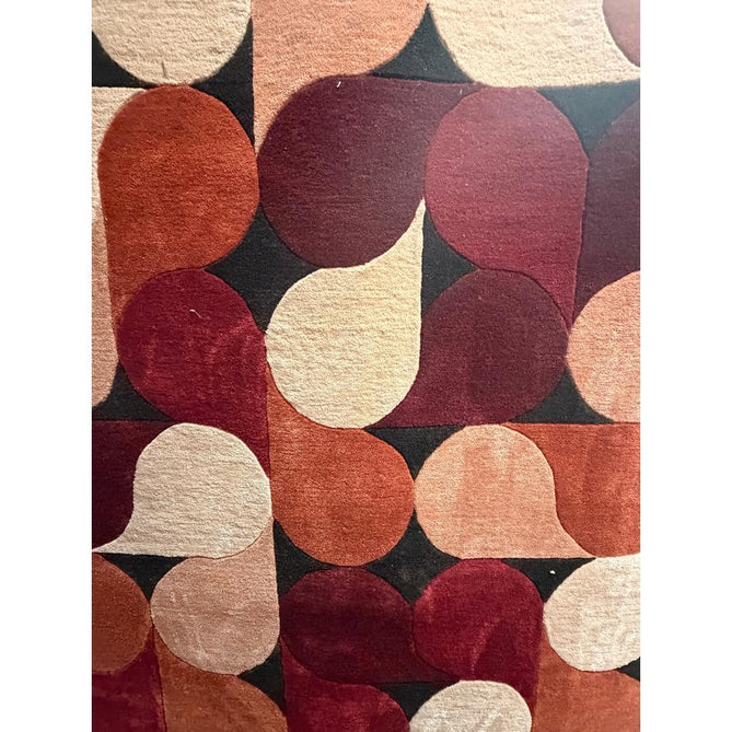Romy 14 Jive Modern Layered Teardrop Hand-Woven Soft Wool-Feel Eco Fibre Rust Red/Deep Burgundy/Terracotta Rug