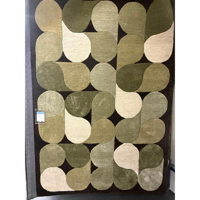 Romy 15 Jive Modern Layered Teardrop Hand-Woven Soft Wool-Feel Eco Fibre Green/Cream/Grey Rug
