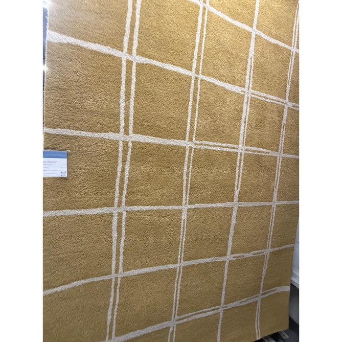 Albany Grid Modern Geometric Hand-Woven Wool Gold/Cream Rug