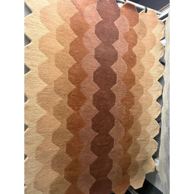 Hive Modern Geometric Hexagonal Ombre Gradient Hand-Woven Wool Low Profile Short Pile Rust/Beige/Terra/Brown Runner
