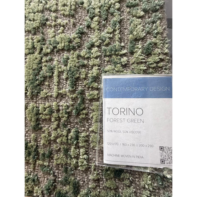 Torino Modern Abstract Distressed Shimmer Tonal Textured Hi-Low Soft Wool Loop & Viscose Flatweave Beige/Forest Green/Light Sage/Moss Green Rug