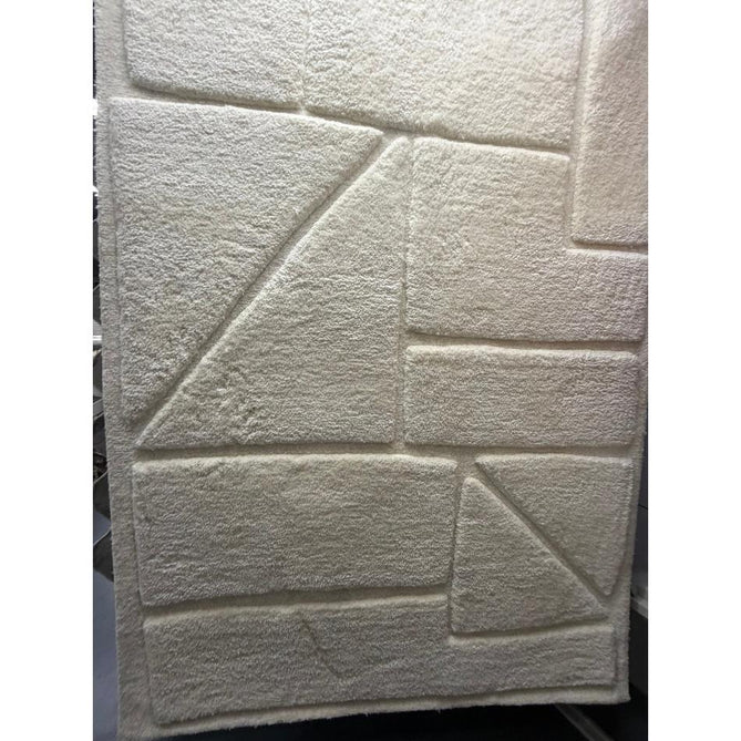 Horizon Modern Plain Abstract Plush Soft-Touch Hand-Carved Hi-Lo Tonal Polyester Ivory Rug