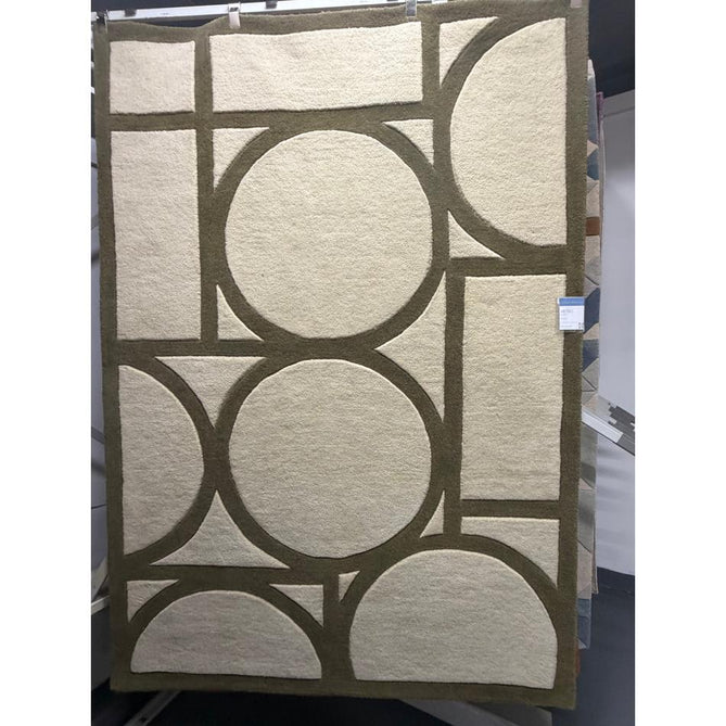 Metro Modern Geometric Hand-Carved Hi-Low Wool Light Beige Cream/Khaki Rug