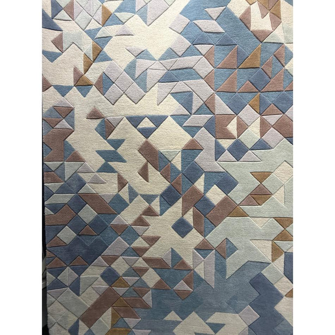Enigma Modern Geometric 3D Shimmer Hand-Carved High-Density Heavy-Weight Hi-Low Textured Soft Wool&Viscose Blue/Beige/Brown/Grey/Cream/Multicolour Rug