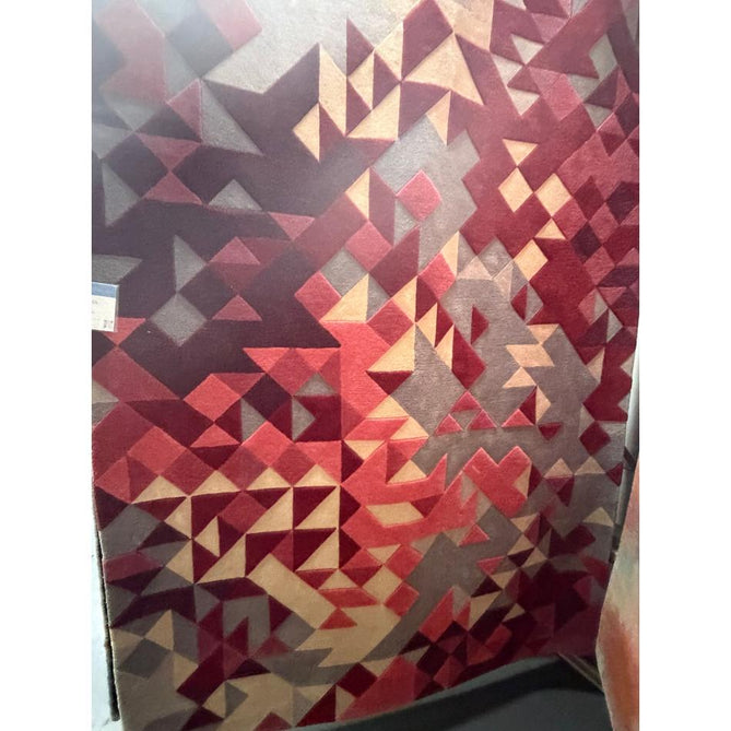 Enigma Modern Geometric 3D Shimmer Hand-Carved High-Density Heavy-Weight Hi-Low Textured Soft Wool&Viscose Red/Grey/Cream/Beige/Multicolour Rug