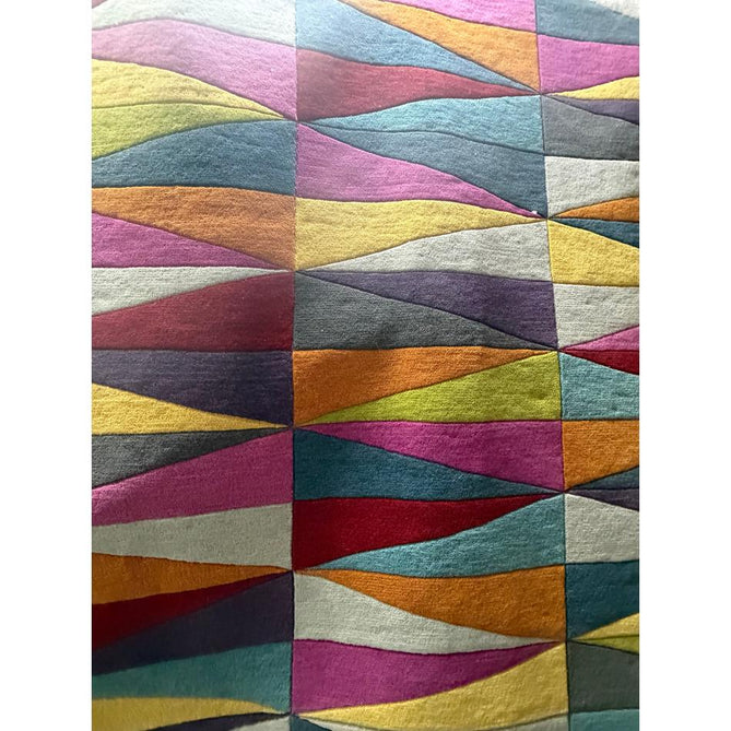 Funk Triangles Modern Geometric High-Density Heavyweight Hand-Woven Wool Multicolour Rug