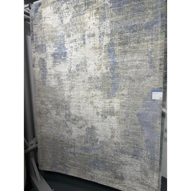 Gatsby Modern Abstract Distressed Metallic Shimmer Hand-Woven Textured Printed Viscose Flatweave Cloud Blue/Grey/Cream/Beige Rug