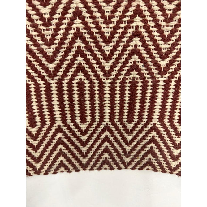 Sloan Modern Duo-Tone Geometric Diamond Hand-Woven Soft-Touch Durable Textured Wool & Cotton Blend Flatweave Marsala Red/Cream Rug