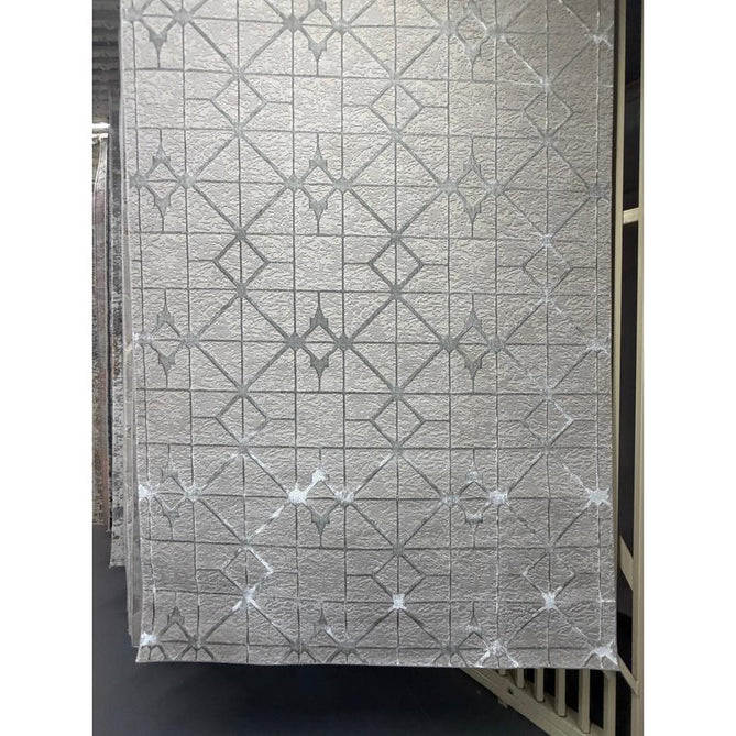 Aurora AU11 Lattice Modern Geometric Distressed Metallic Shimmer Textured High-Density Soft Smooth Low Profile Polyblend Short-Pile Beige/Silver/Grey/Ivory Rug
