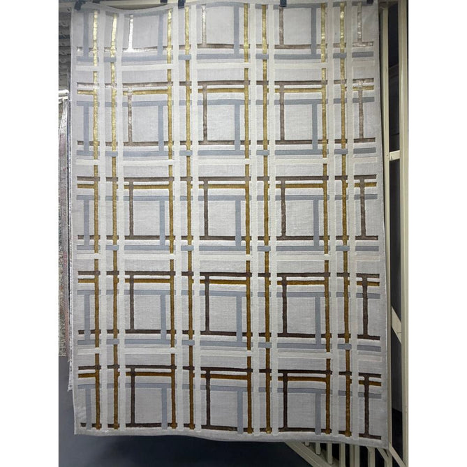 Aurora AU15 Elexus Modern Geometric Distressed Metallic Shimmer Textured High-Density Soft Smooth Low Profile Polyblend Short-Pile Beige/Silver/Gold/Bronze/Champagne Rug