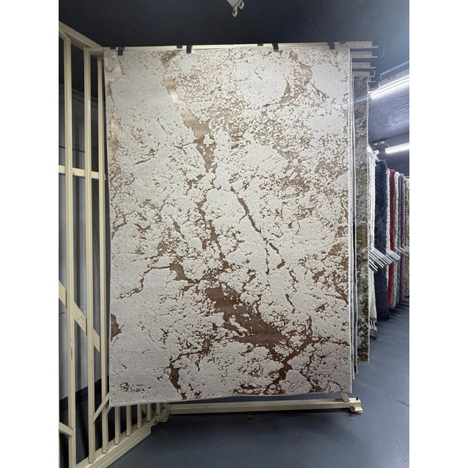 Aurora AU16 Strata Modern Abstract Distressed Marbled Metallic Shimmer Textured High-Density Soft Smooth Low Profile Polyblend Short-Pile Beige/Bronze/Brown/Champagne/Grey Runner