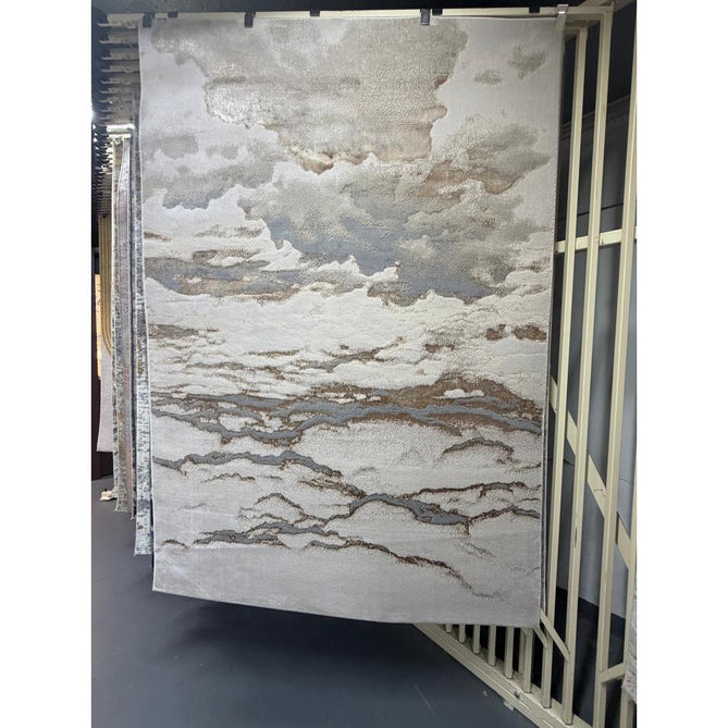 Aurora AU17 Linea Modern Abstract Distressed Marbled Metallic Shimmer Textured High-Density Soft Smooth Low Profile Polyblend Short-Pile Beige/Bronze/Brown/Champagne/Grey Runner