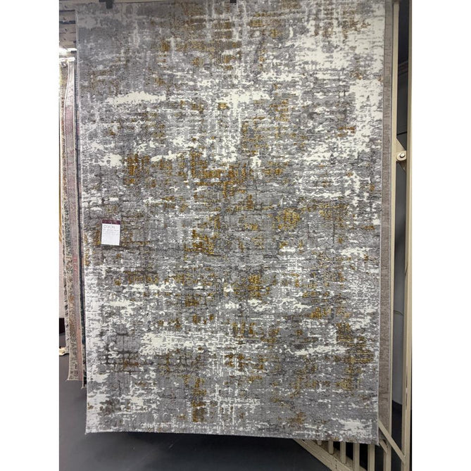 Orion OR07 Abstract Modern Distressed Textured Soft-Touch Metallic Shimmer Yellow/Grey/Cream Rug