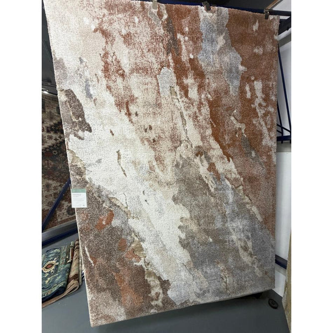 Mirage Blur Modern Abstract Soft Hi-Lo Textured High-Density Pile Terracotta/Cream/Taupe/Grey Rug