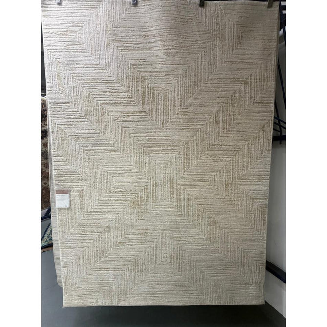 Anders AN12 Modern Subtle Chevron Distressed Space-Dyed Shimmer Soft Raised Textured Low Profile Short Pile Polyblend Cream/Warm Beige/Taupe Rug