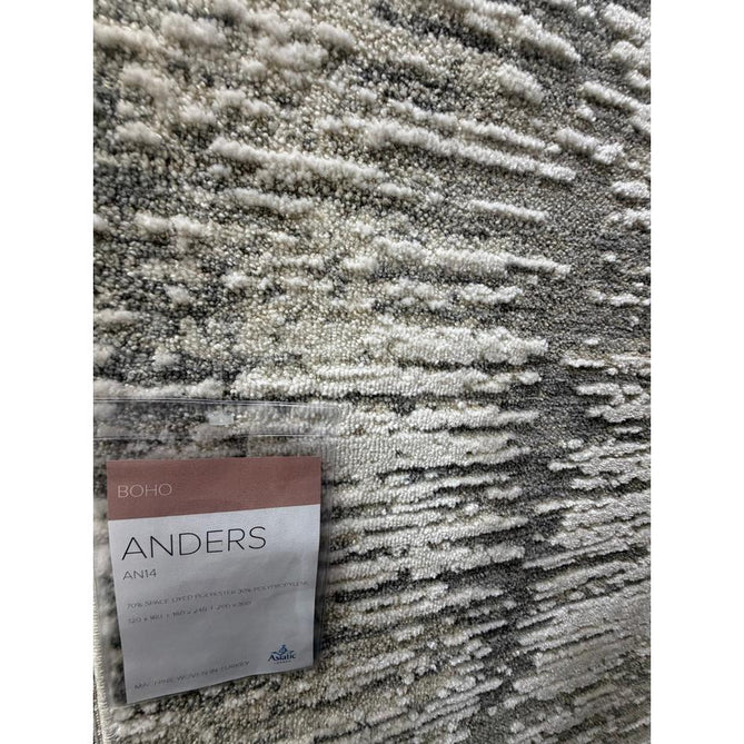 Anders AN14 Modern Vertical Striation Brushstroke Distressed Space-Dyed Shimmer Soft Raised Textured Low Profile Short Pile Polyblend Light Grey/Cream/Charcoal/Beige Rug