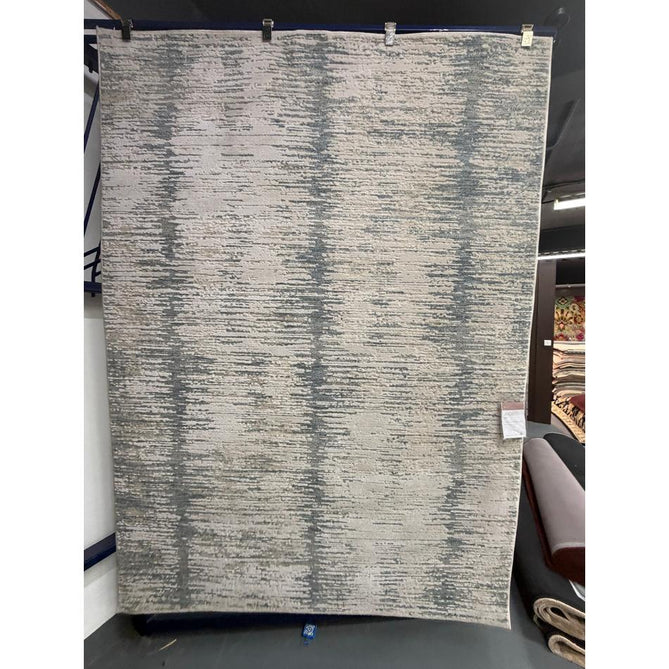 Anders AN15 Modern Vertical Striation Brushstroke Distressed Space-Dyed Shimmer Soft Raised Textured Low Profile Short Pile Polyblend Ivory/Steel Blue/Grey/Beige Rug