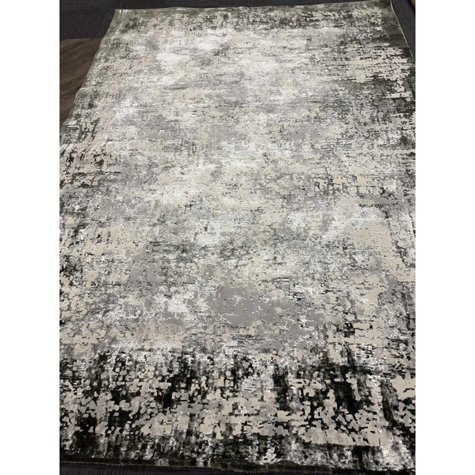 Kuza Border Modern Abstract Distressed Shimmer Hi-Lo Textured Soft Velvety Touch High-Density Durable Easy-Care Short Pile Khaki/Light Grey/Cream Runner