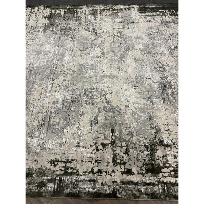 Kuza Border Modern Abstract Distressed Shimmer Hi-Lo Textured Soft Velvety Touch High-Density Durable Easy-Care Short Pile Khaki/Light Grey/Cream Runner