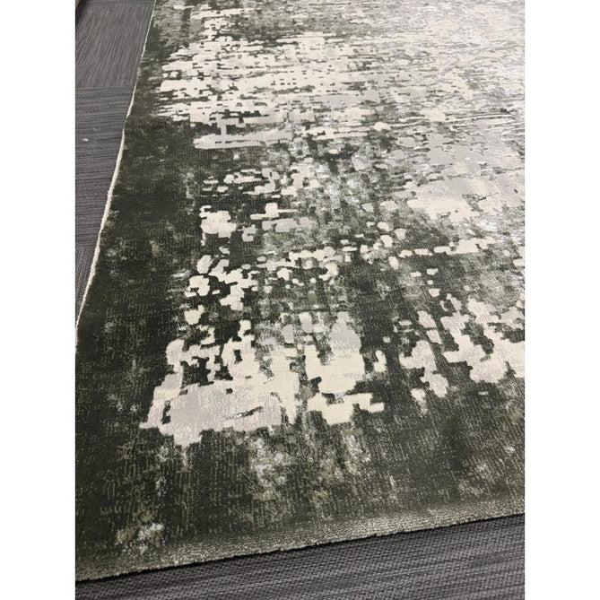 Kuza Border Modern Abstract Distressed Shimmer Hi-Lo Textured Soft Velvety Touch High-Density Durable Easy-Care Short Pile Khaki/Light Grey/Cream Runner