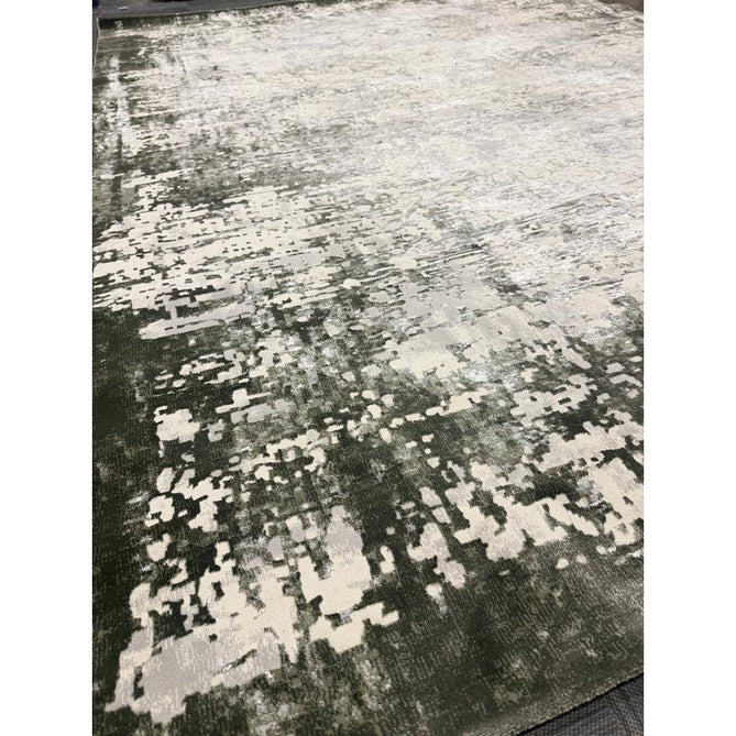 Kuza Border Modern Abstract Distressed Shimmer Hi-Lo Textured Soft Velvety Touch High-Density Durable Easy-Care Short Pile Khaki/Light Grey/Cream Runner