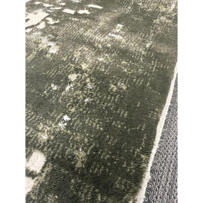 Kuza Border Modern Abstract Distressed Shimmer Hi-Lo Textured Soft Velvety Touch High-Density Durable Easy-Care Short Pile Khaki/Light Grey/Cream Runner
