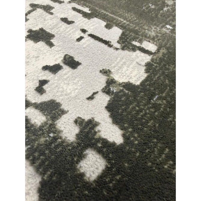 Kuza Border Modern Abstract Distressed Shimmer Hi-Lo Textured Soft Velvety Touch High-Density Durable Easy-Care Short Pile Khaki/Light Grey/Cream Runner