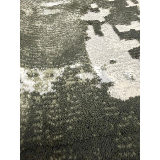 Kuza Border Modern Abstract Distressed Shimmer Hi-Lo Textured Soft Velvety Touch High-Density Durable Easy-Care Short Pile Khaki/Light Grey/Cream Runner