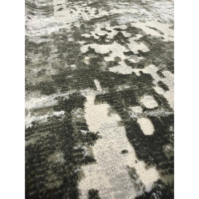 Kuza Border Modern Abstract Distressed Shimmer Hi-Lo Textured Soft Velvety Touch High-Density Durable Easy-Care Short Pile Khaki/Light Grey/Cream Runner