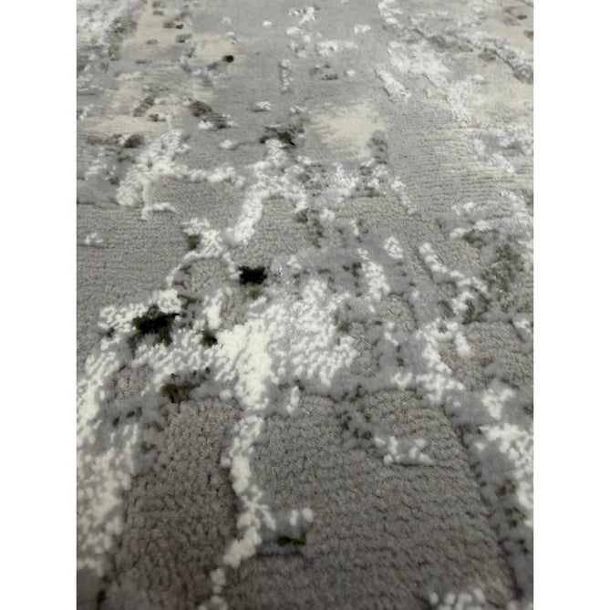 Kuza Border Modern Abstract Distressed Shimmer Hi-Lo Textured Soft Velvety Touch High-Density Durable Easy-Care Short Pile Khaki/Light Grey/Cream Runner