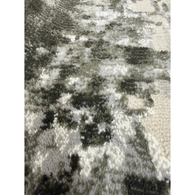 Kuza Border Modern Abstract Distressed Shimmer Hi-Lo Textured Soft Velvety Touch High-Density Durable Easy-Care Short Pile Khaki/Light Grey/Cream Runner