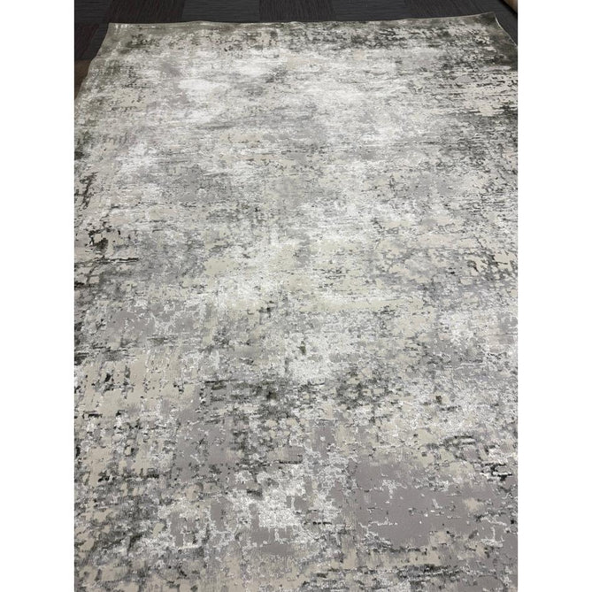 Kuza Border Modern Abstract Distressed Shimmer Hi-Lo Textured Soft Velvety Touch High-Density Durable Easy-Care Short Pile Khaki/Light Grey/Cream Runner