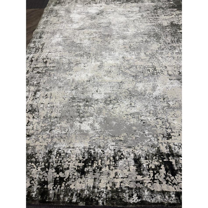 Kuza Border Modern Abstract Distressed Shimmer Hi-Lo Textured Soft Velvety Touch High-Density Durable Easy-Care Short Pile Khaki/Light Grey/Cream Runner