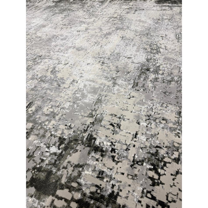 Kuza Border Modern Abstract Distressed Shimmer Hi-Lo Textured Soft Velvety Touch High-Density Durable Easy-Care Short Pile Khaki/Light Grey/Cream Runner