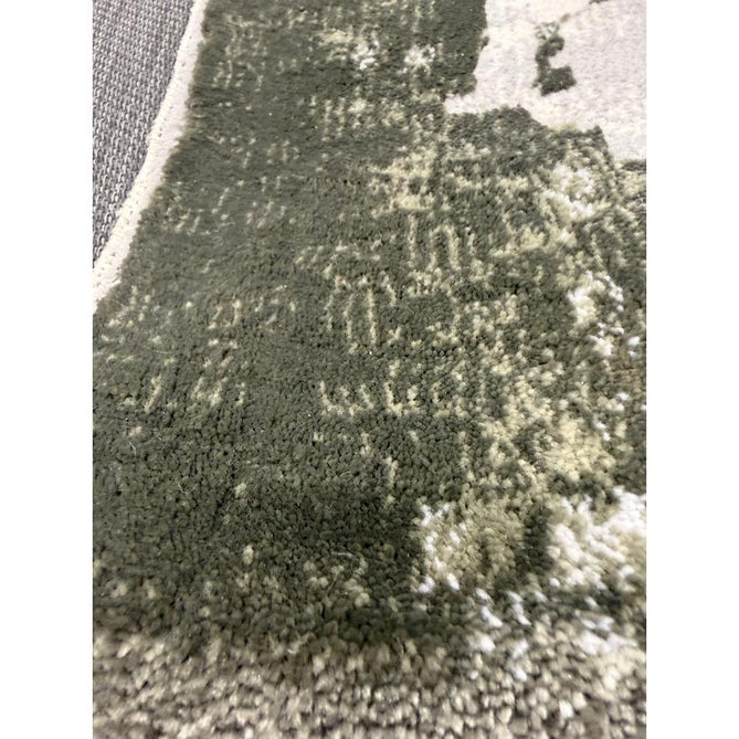 Kuza Border Modern Abstract Distressed Shimmer Hi-Lo Textured Soft Velvety Touch High-Density Durable Easy-Care Short Pile Khaki/Light Grey/Cream Runner