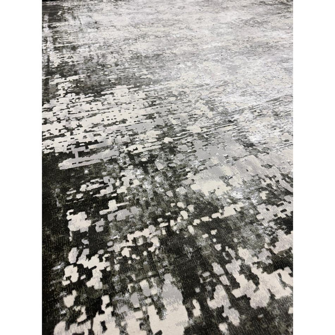 Kuza Border Modern Abstract Distressed Shimmer Hi-Lo Textured Soft Velvety Touch High-Density Durable Easy-Care Short Pile Khaki/Light Grey/Cream Runner
