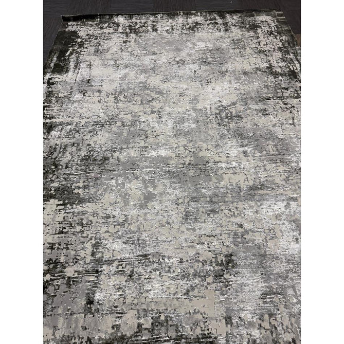 Kuza Border Modern Abstract Distressed Shimmer Hi-Lo Textured Soft Velvety Touch High-Density Durable Easy-Care Short Pile Khaki/Light Grey/Cream Runner