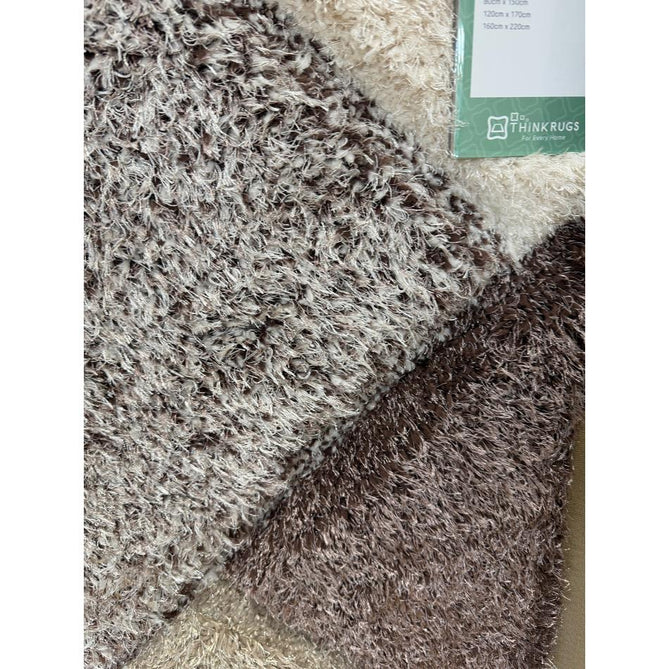 Olympia 2239 Modern 3D Geometric Interlocking Blocks Metallic Shimmer Soft Plush Carved Hi-Lo Textured Tonal Polyester Shaggy Beige/Brown/Cream Rug