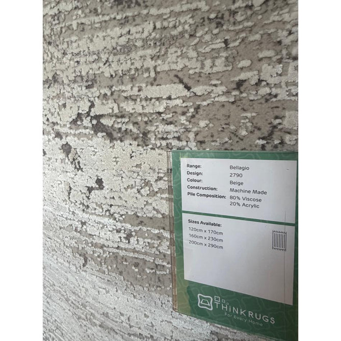 Bellagio 2790 Modern Abstract Marbled Distressed Metallic Shimmer Soft Textured Ultra High-Density Low Profile Short Pile Beige Rug