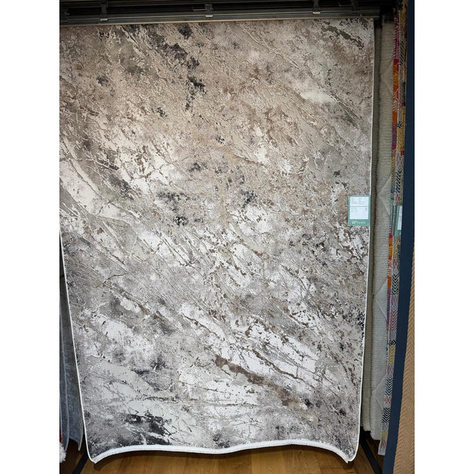 Bellagio 3006 Modern Abstract Marbled Distressed Metallic Shimmer Soft Textured Ultra High-Density Low Profile Short Pile Beige Rug