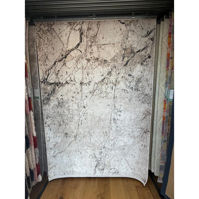 Bellagio 9141 Modern Abstract Marbled Distressed Metallic Shimmer Soft Textured Ultra High-Density Low Profile Short Pile Beige Rug